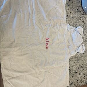 Pottery Barn Kids Gray Elephant baby bath towel with Pink Embroidery